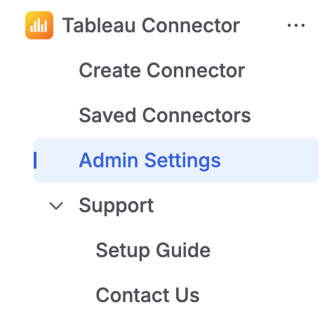 App navigation menu showing Admin Settings option
