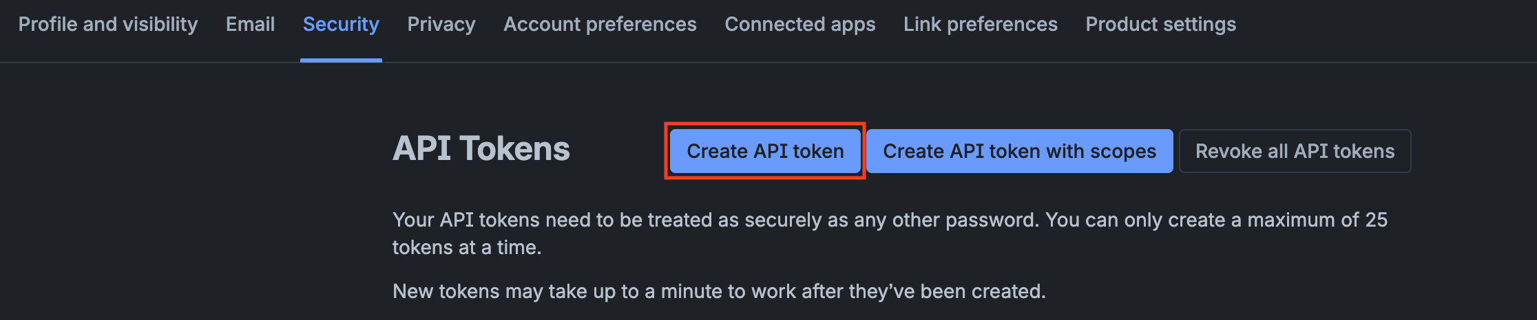 Atlassian access token management page