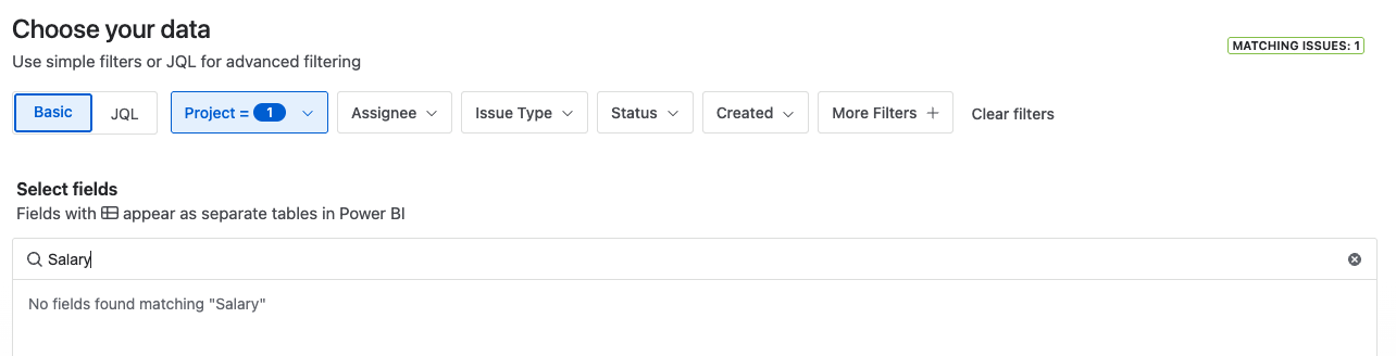 Field picker showing no results when searching for Salary