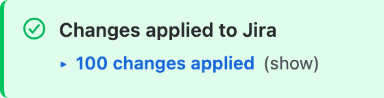 The result banner reading 100 changes applied